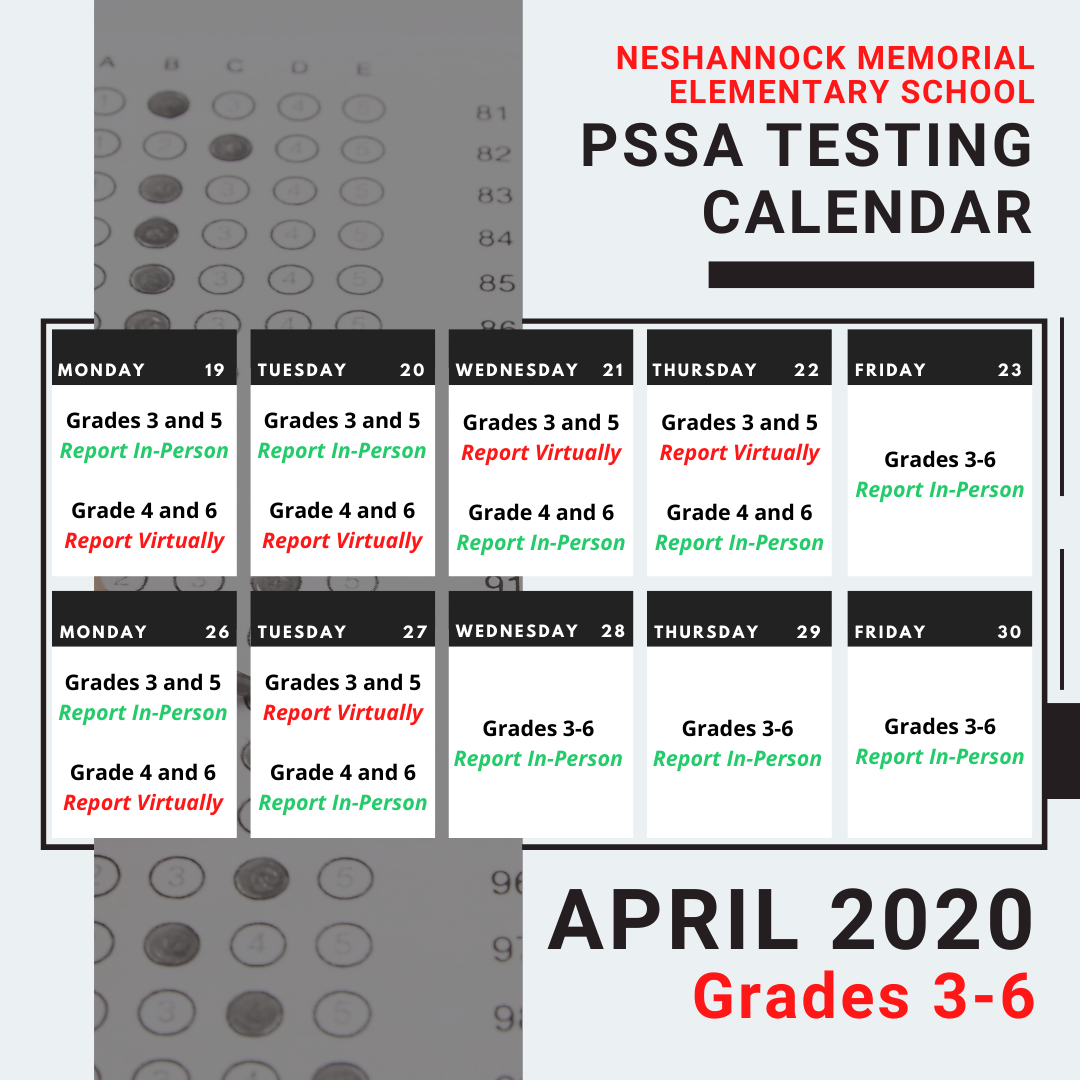 Elementary PSSA Testing Schedule - Neshannock Township School District